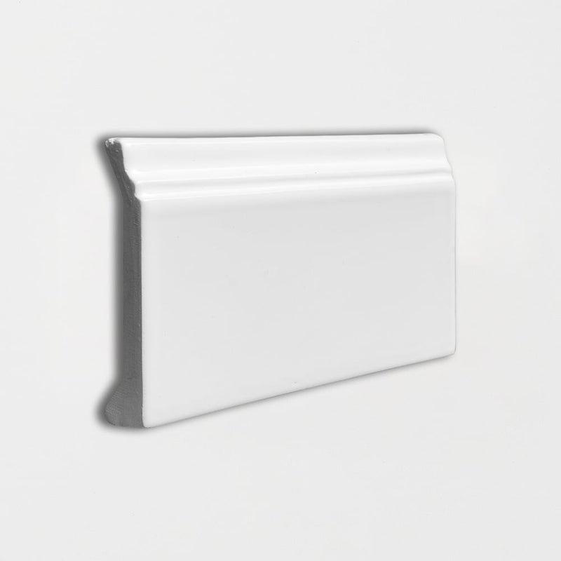 Royal White Glossy Base Trim 4 3/16x6 Ceramic Glossy 4x8 Moldings