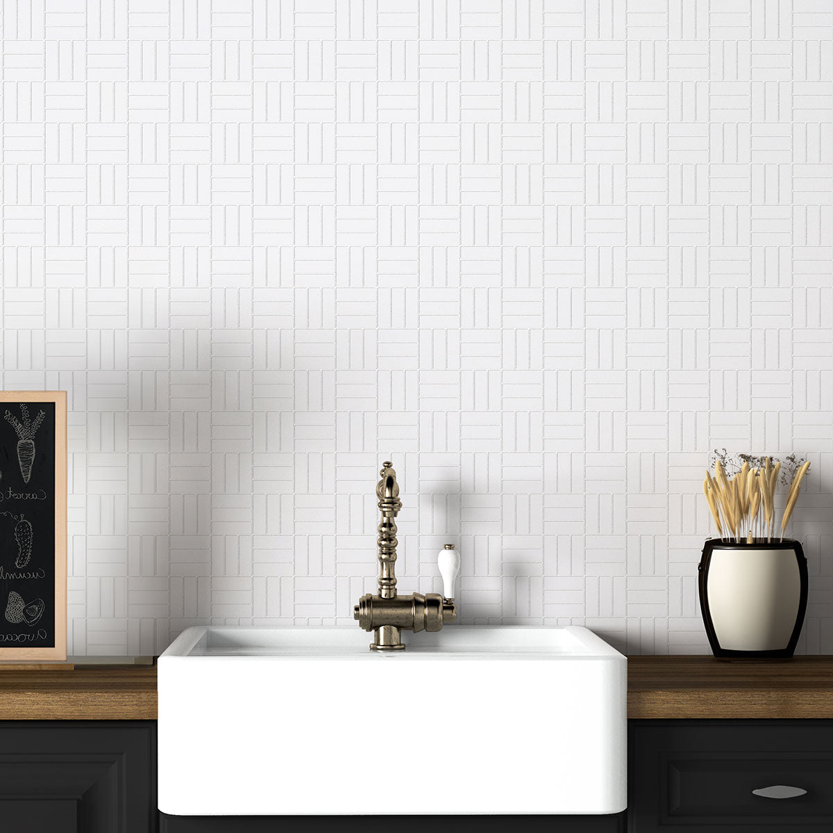 Royal White Glossy Meshed Ceramic Mosaics 12x12 Ceramic Glossy 12x12 Mosaics — 3