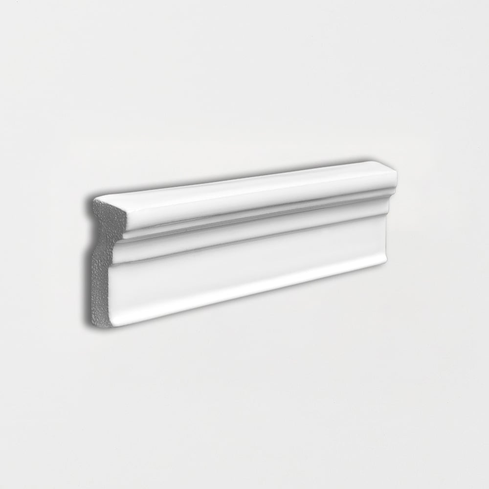 Royal White Glossy Ogee Trim 2x6 Ceramic Glossy 2x6 Moldings