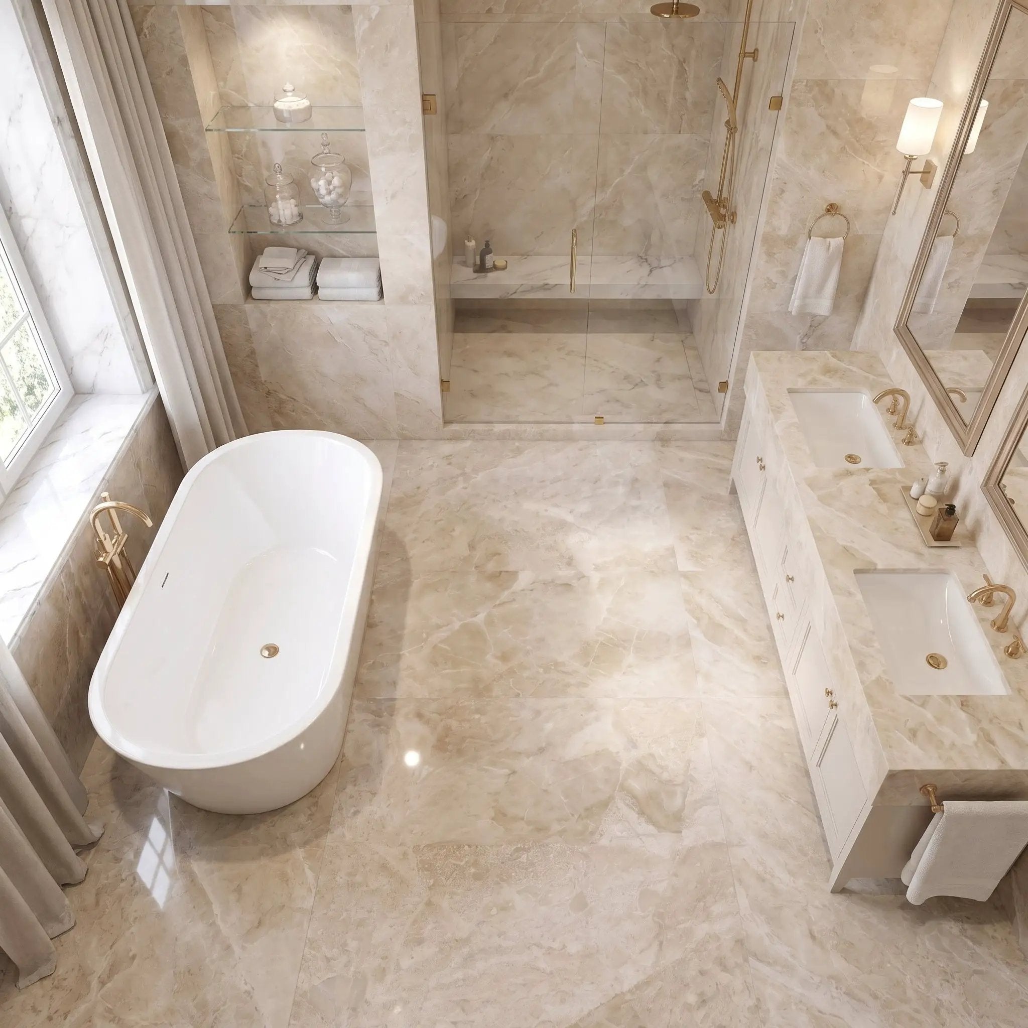 Royale Polished Marble Tiles 18x18 by Stonetiledepot