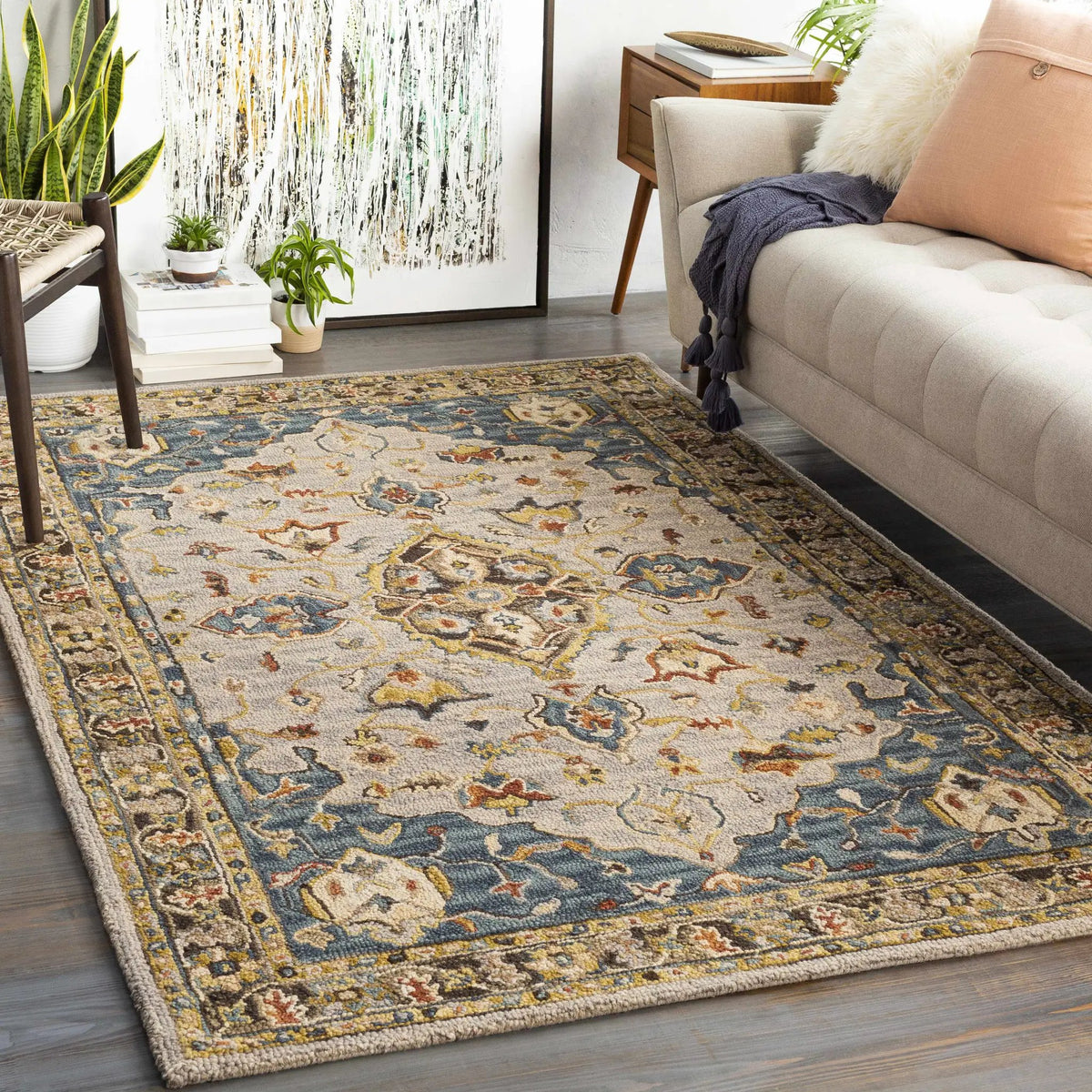 Rozel Area Rug, installed in a room