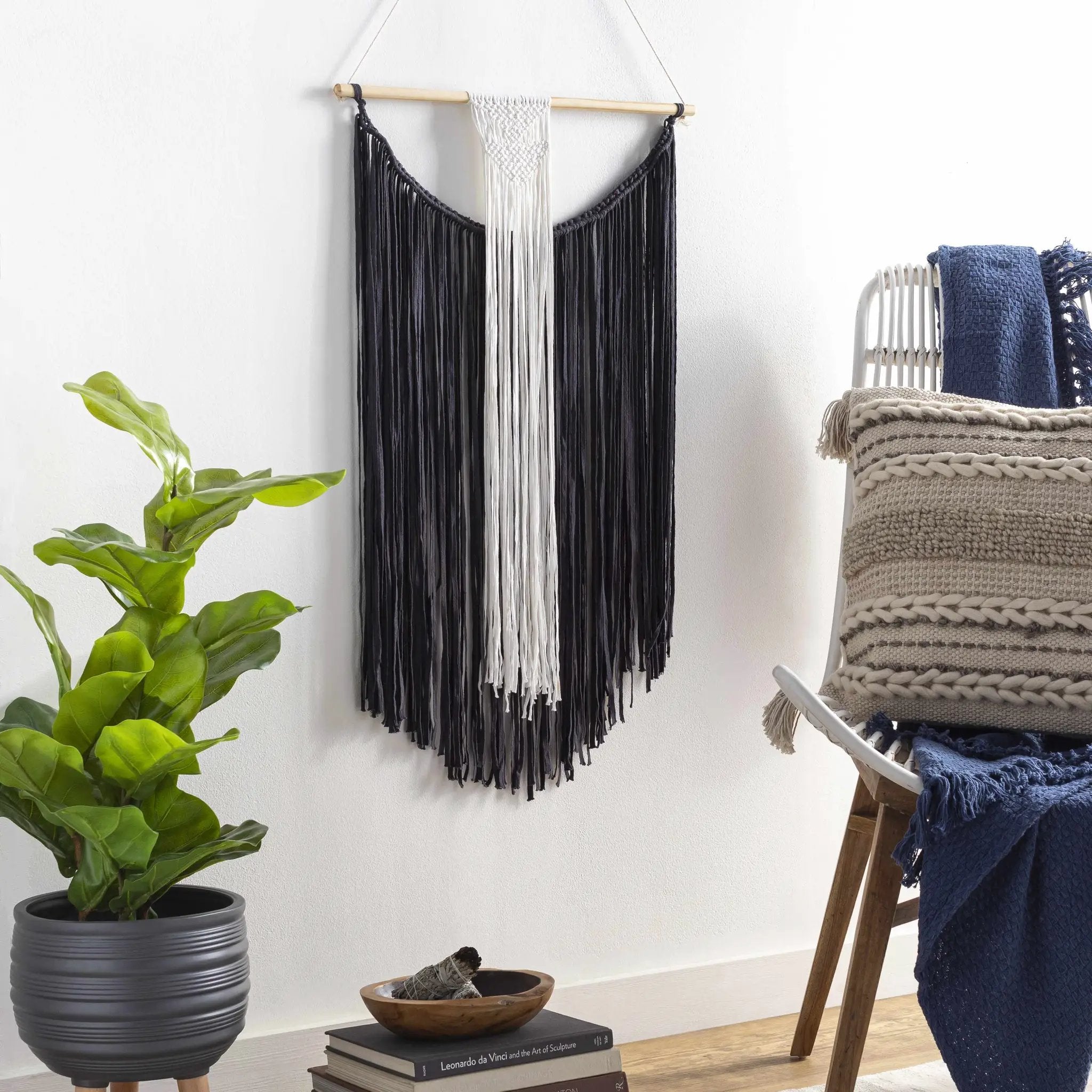 Rosebank Boho Black and White Wall Hanging - Clearance by Boutique Rugs