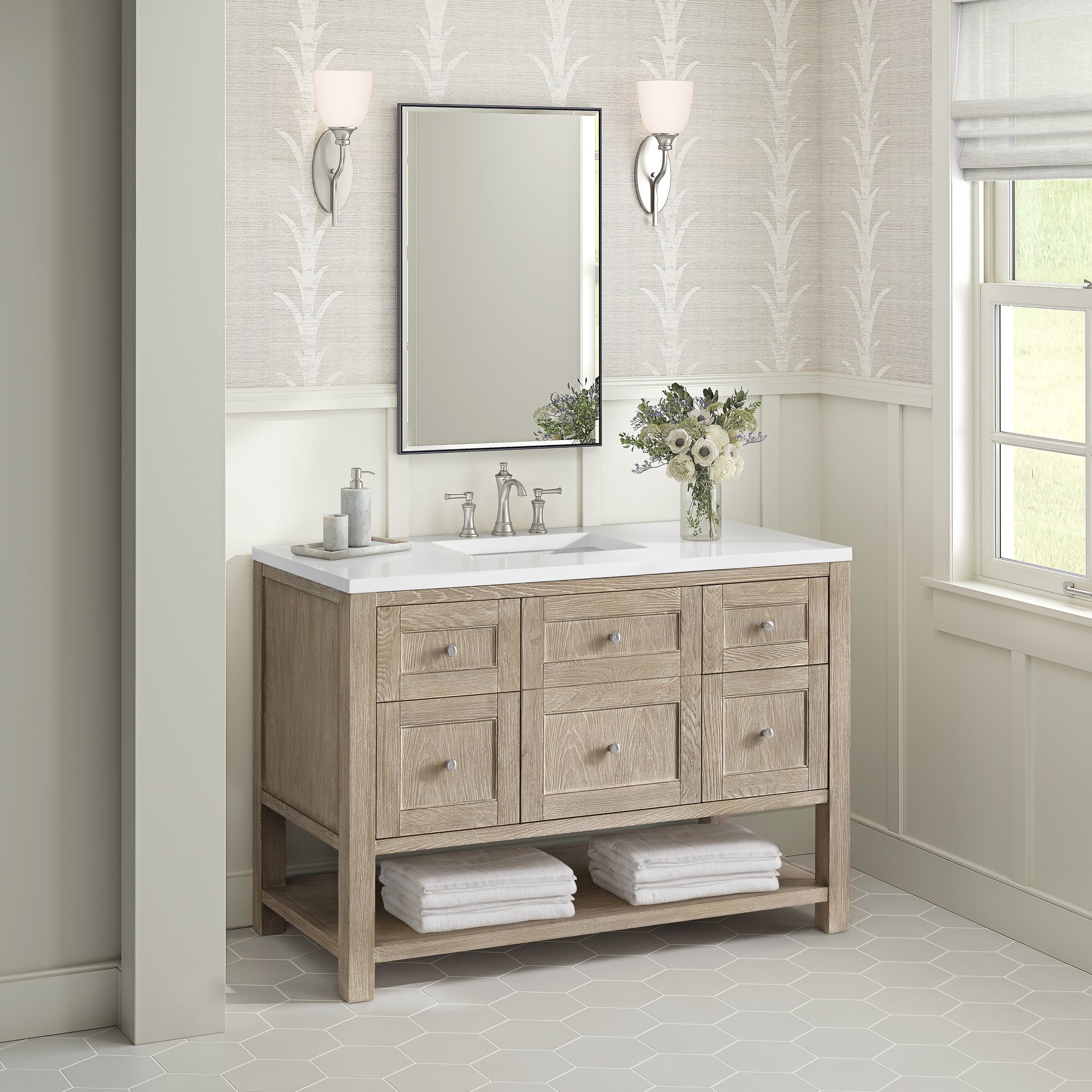 James Martin Breckenridge 48" Single Bathroom Vanity, Whitewashed Oak, view 33