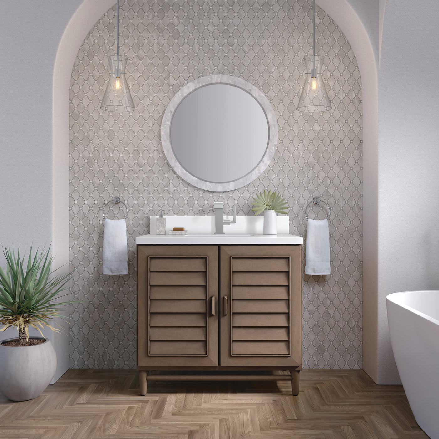 James Martin Portland 36" Single Bathroom Vanity, Whitewashed Walnut, view 40