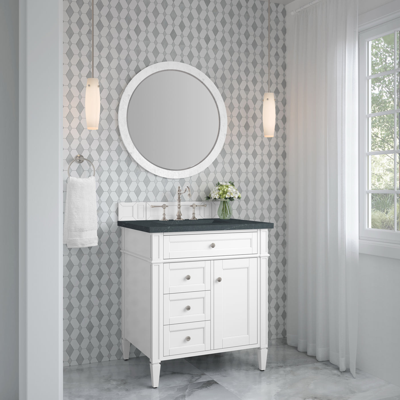 James Martin Brittany 30" Single Bathroom Vanity, Bright White, view 29