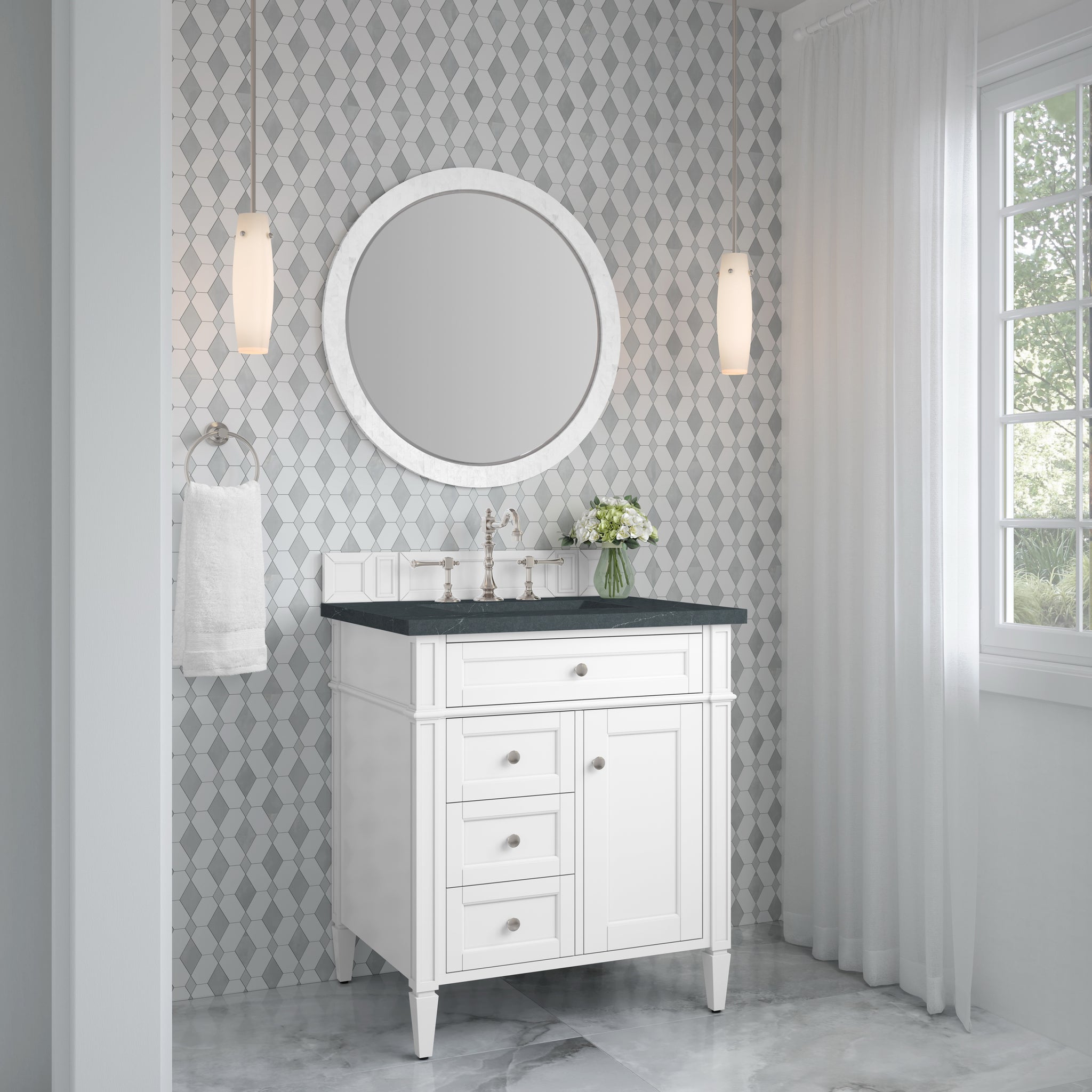 James Martin Brittany 30" Single Bathroom Vanity, Bright White, view 29