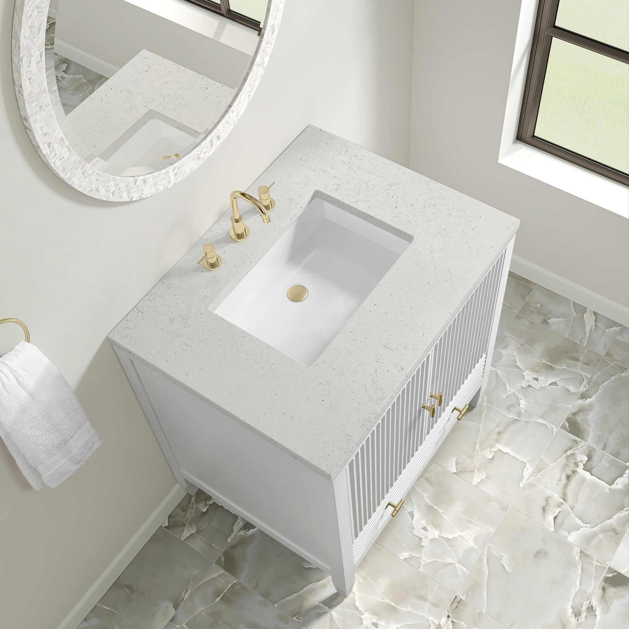James Martin Myrrin 30" Single Bathroom Vanity, Bright White, view 26
