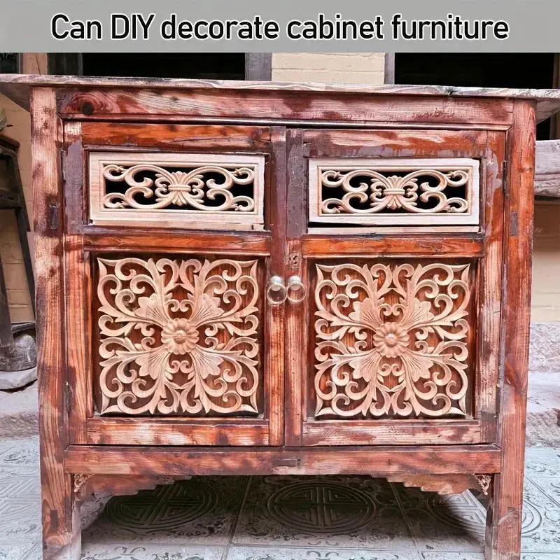 Rubberwood Wall Plaque with Intricate Floral Carvings, Natural Wooden Decor by House Of Avana
