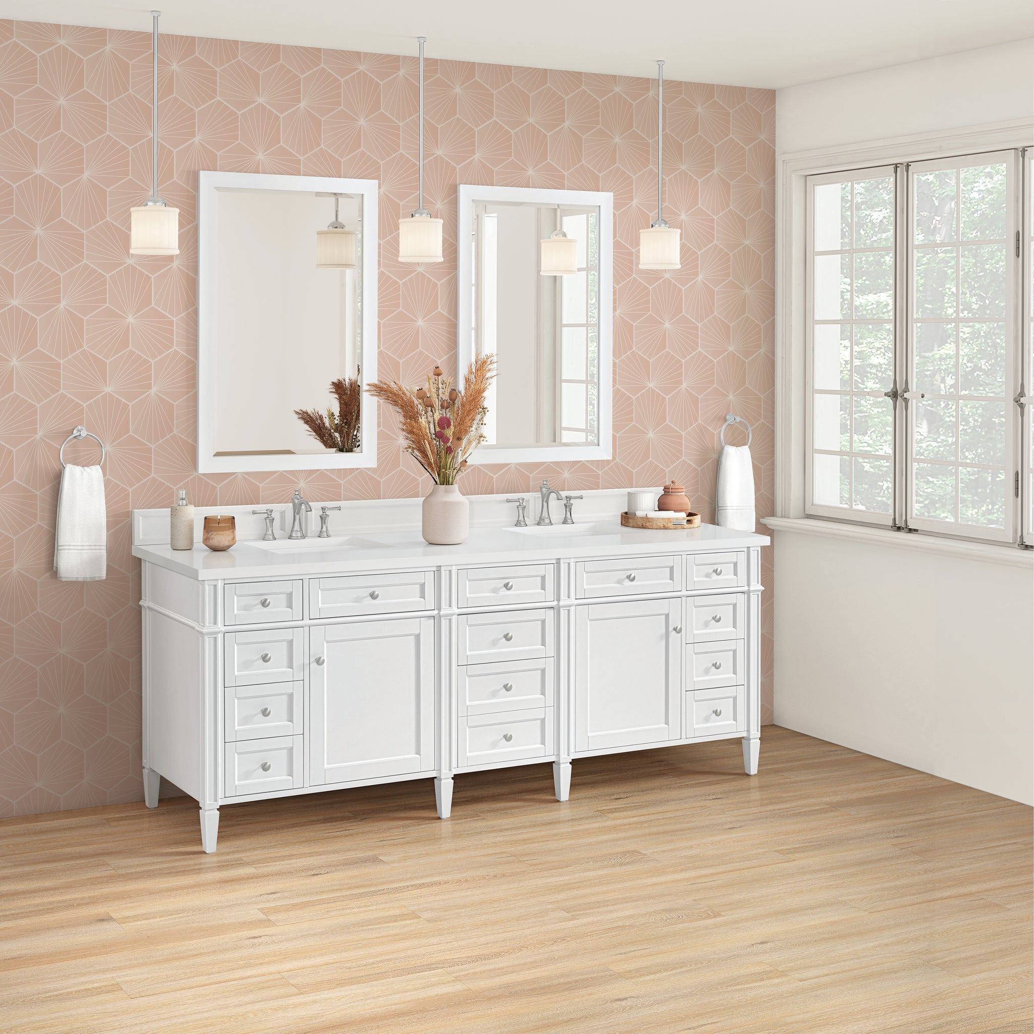 James Martin Brittany 84" Double Bathroom Vanity, Bright White, view 19