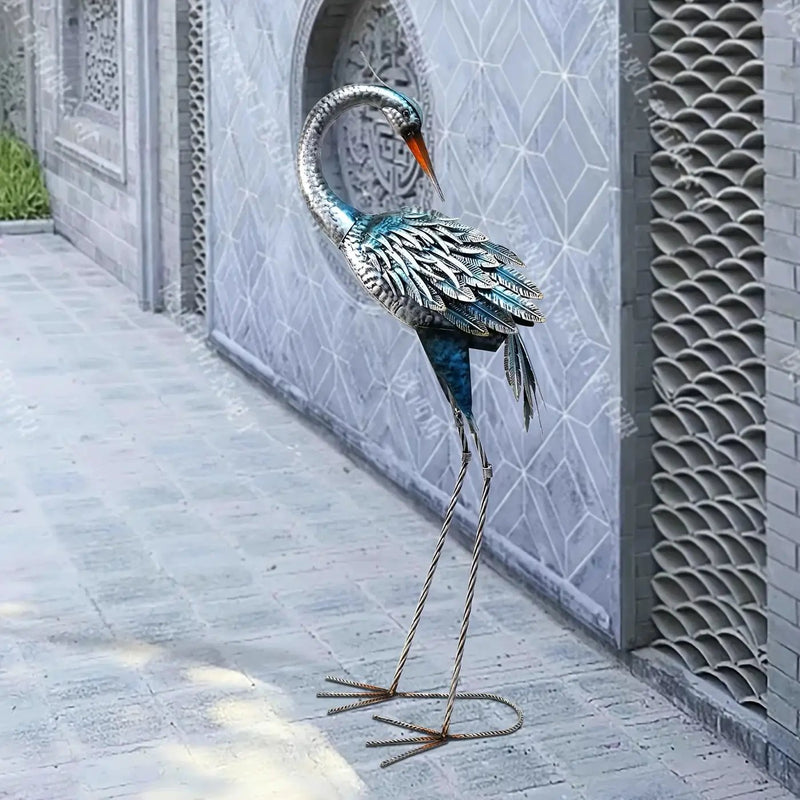Modern Blue Heron Garden Statue for Outdoor & Patio Decor by House Of Avana