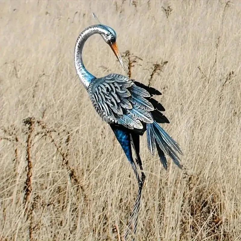 Modern Blue Heron Garden Statue for Outdoor & Patio Decor by House Of Avana