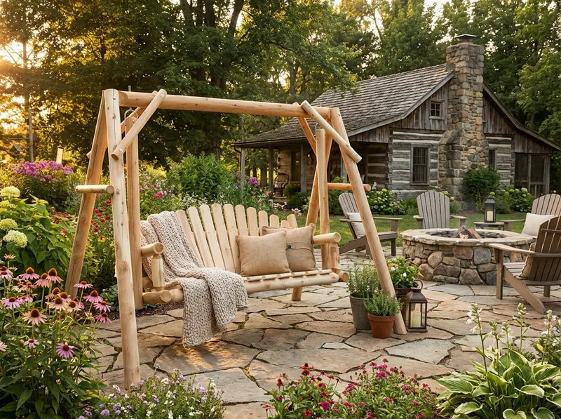 Rustic Log Swing Set by Cedar Creek Rustic Furniture