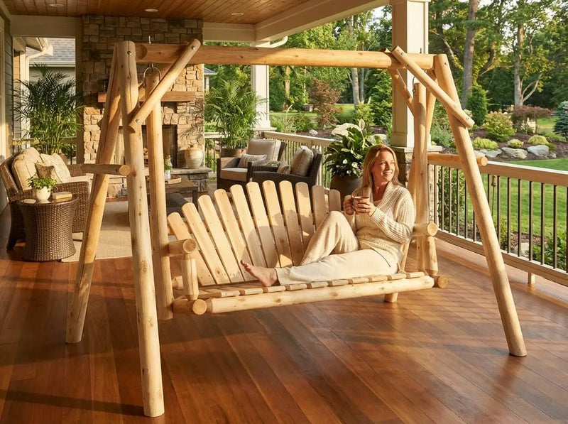 Rustic Log Swing Set by Cedar Creek Rustic Furniture