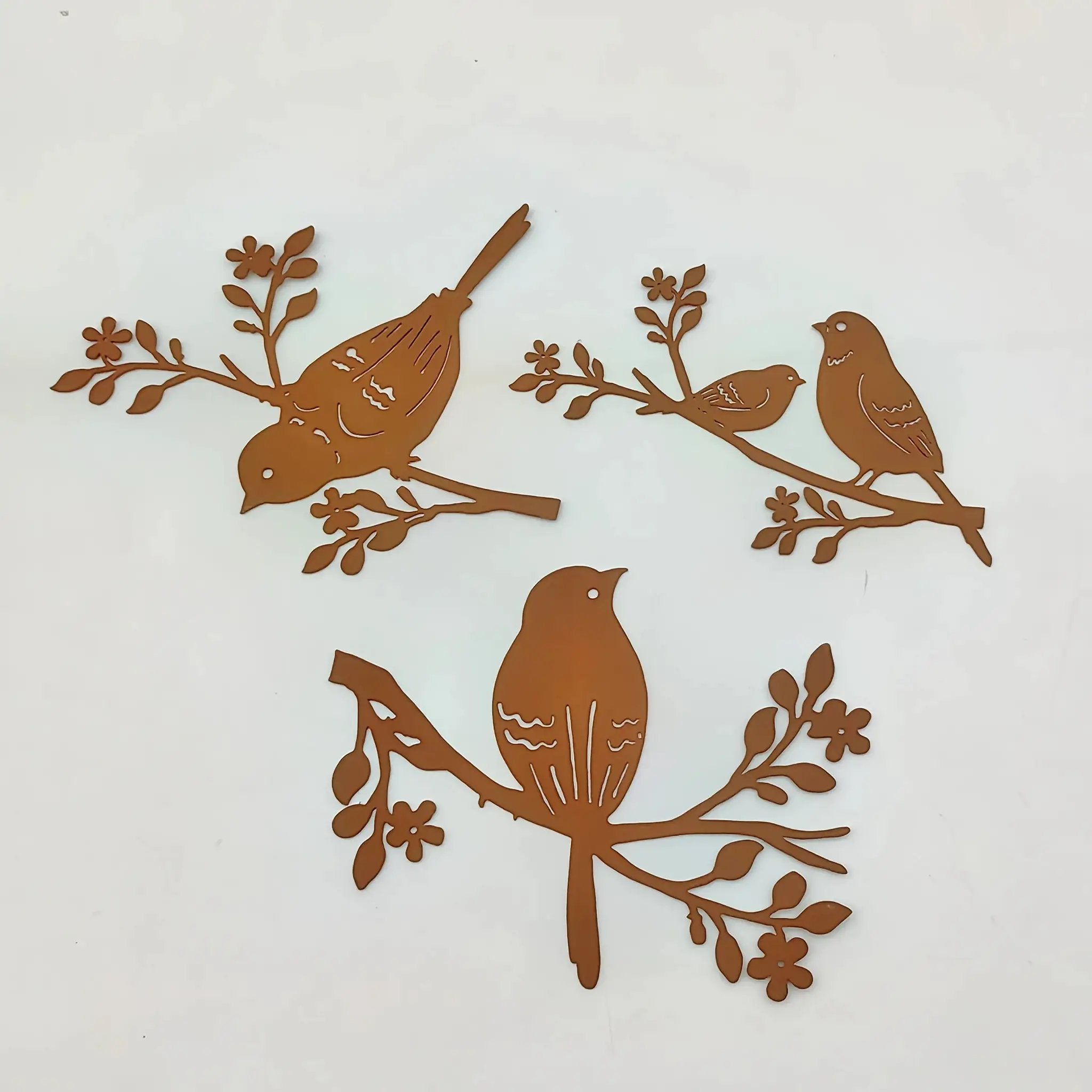Rustic Metal Bird Wall Decor, 3D Silhouette, 3pcs Set by House Of Avana