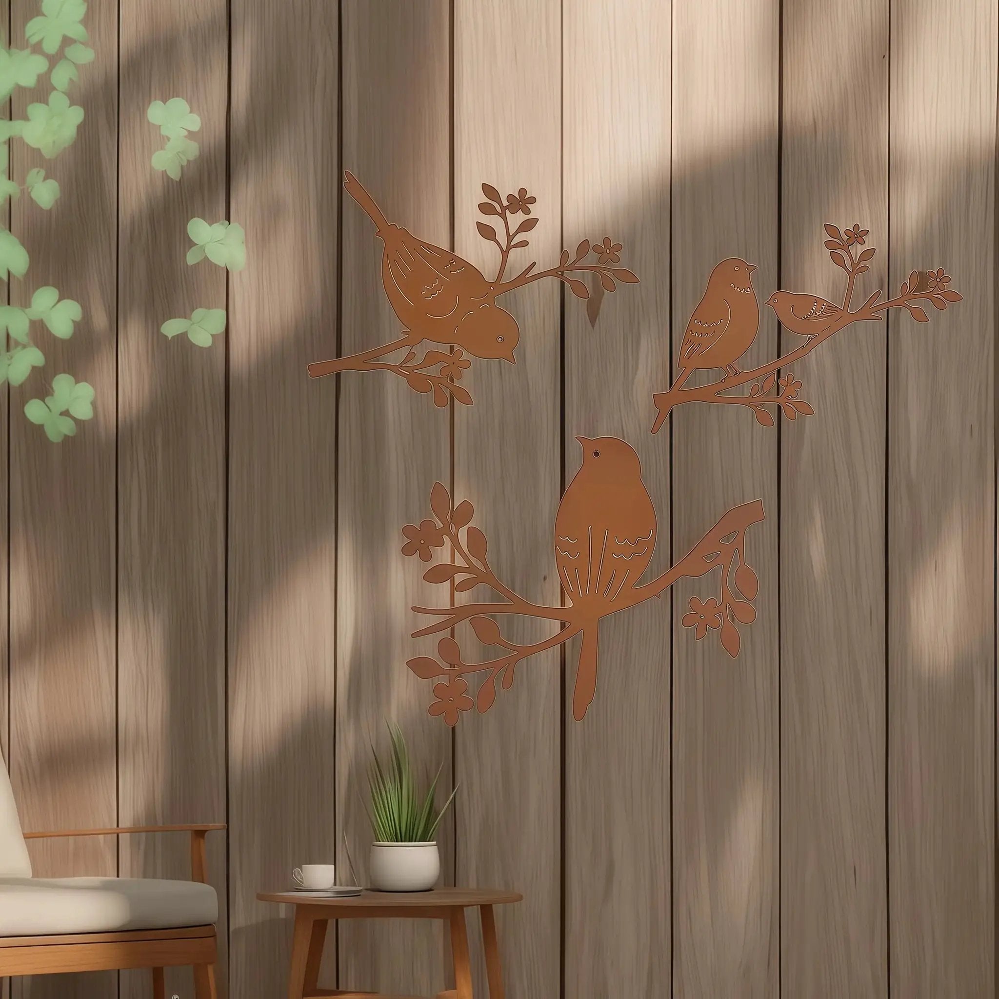 Rustic Metal Bird Wall Decor, 3D Silhouette, 3pcs Set by House Of Avana