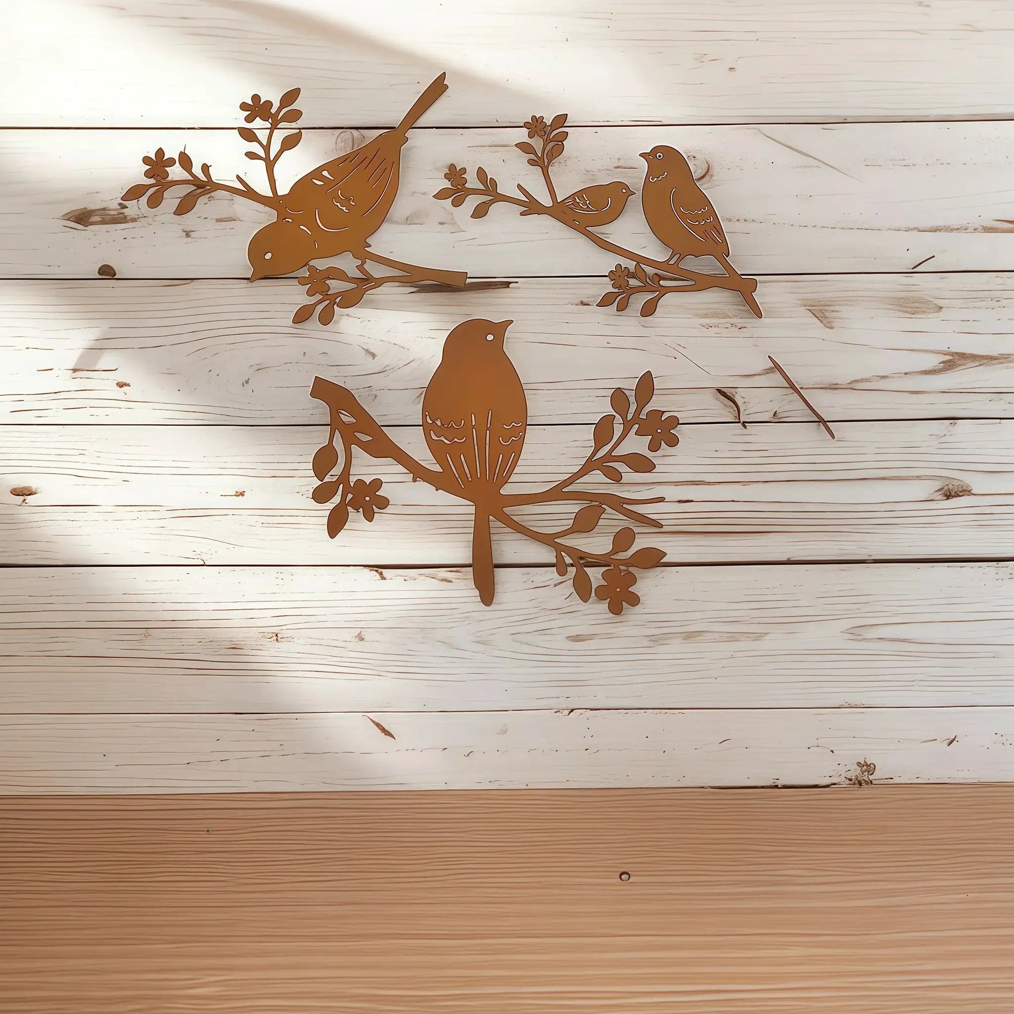 Rustic Metal Bird Wall Decor, 3D Silhouette, 3pcs Set by House Of Avana