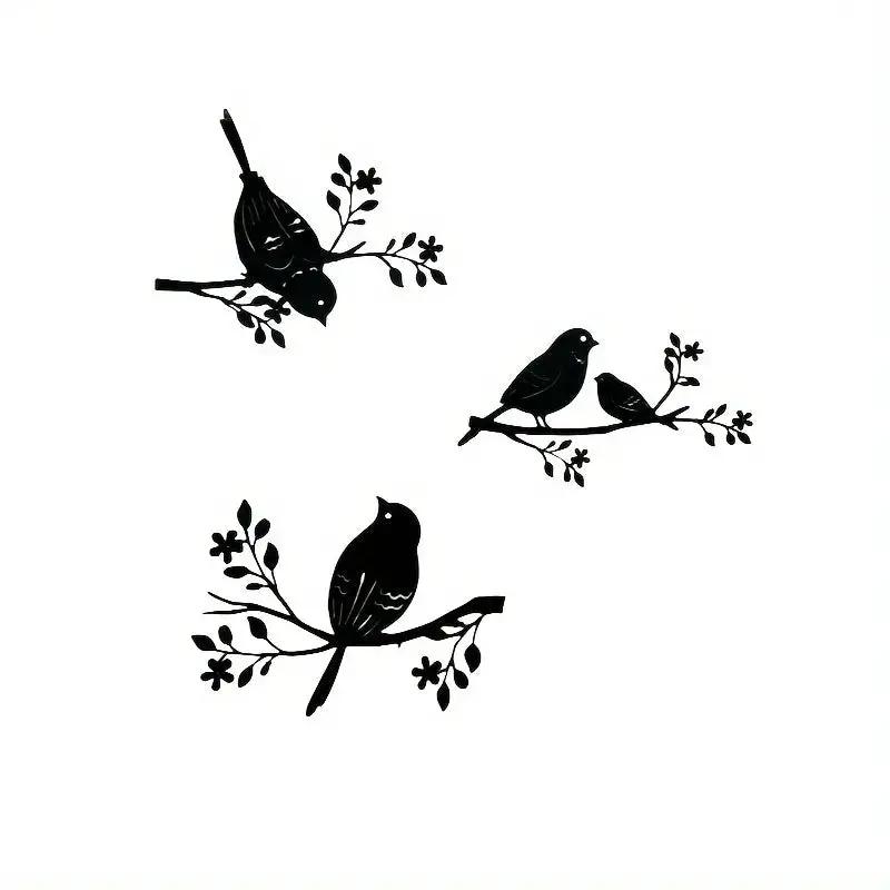 Rustic Metal Bird Wall Decor, 3D Silhouette, 3pcs Set by House Of Avana