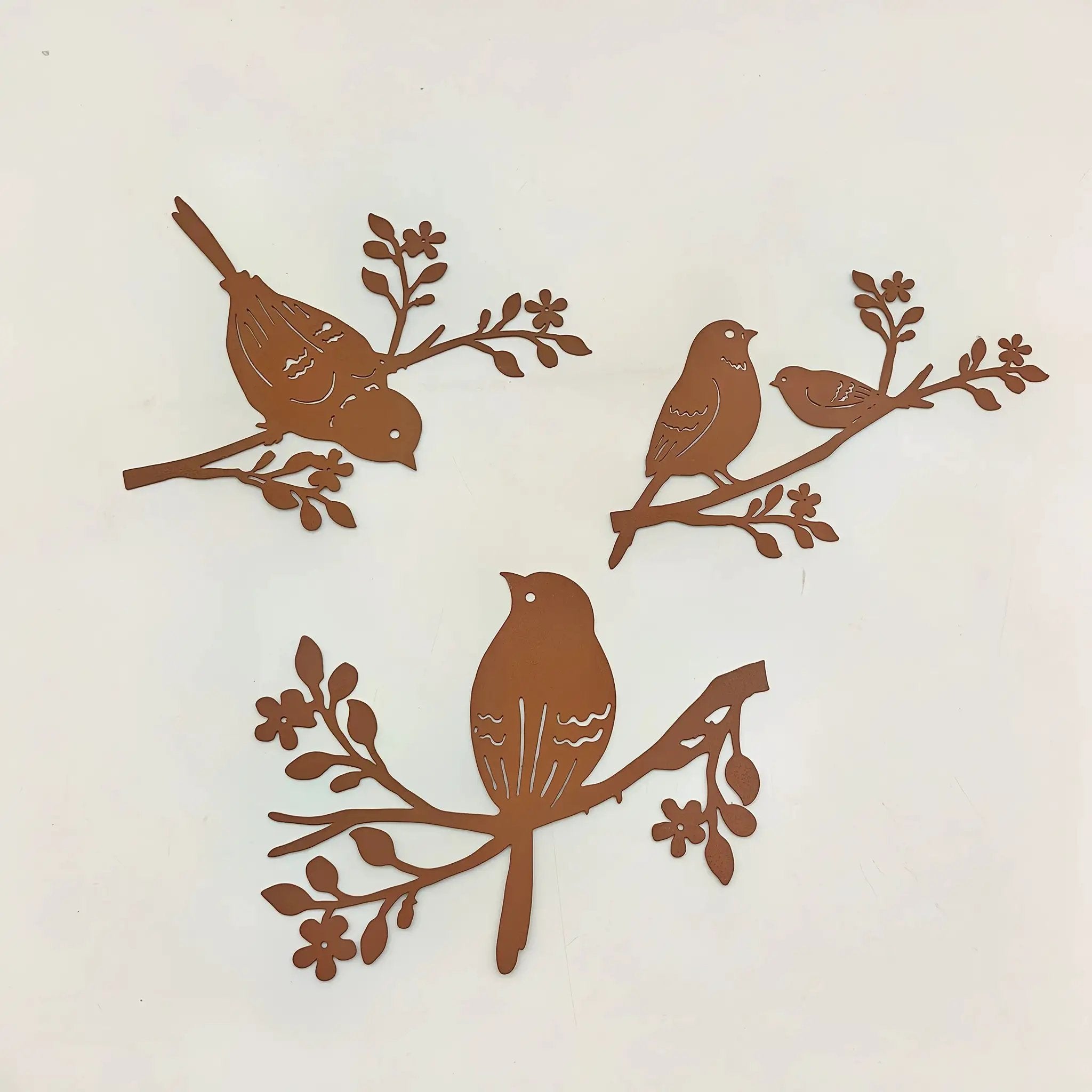 Rustic Metal Bird Wall Decor, 3D Silhouette, 3pcs Set by House Of Avana