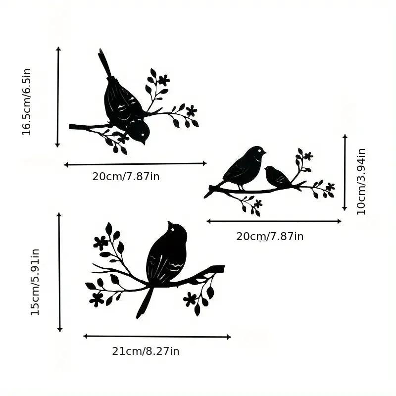 Rustic Metal Bird Wall Decor, 3D Silhouette, 3pcs Set by House Of Avana