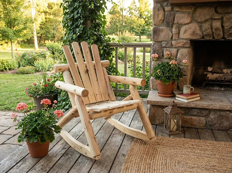 Rustic Outdoor Log Rocking Chair by Cedar Creek Rustic Furniture