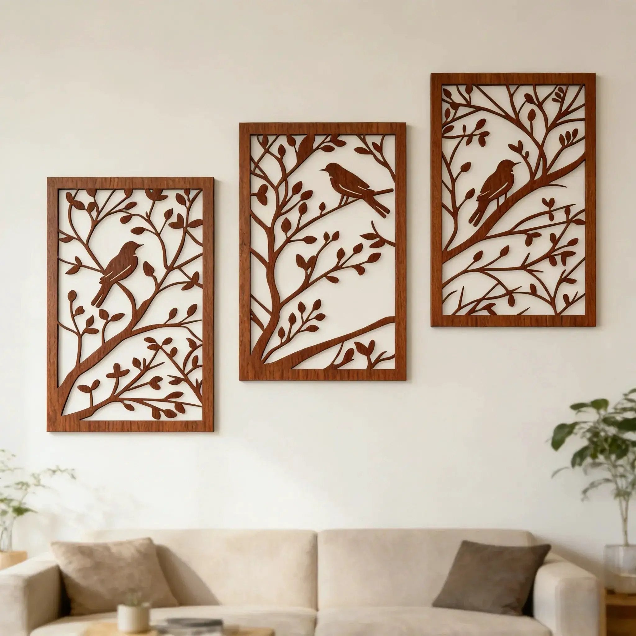 Rustic Wood Branch with Birds Wall Art by House Of Avana