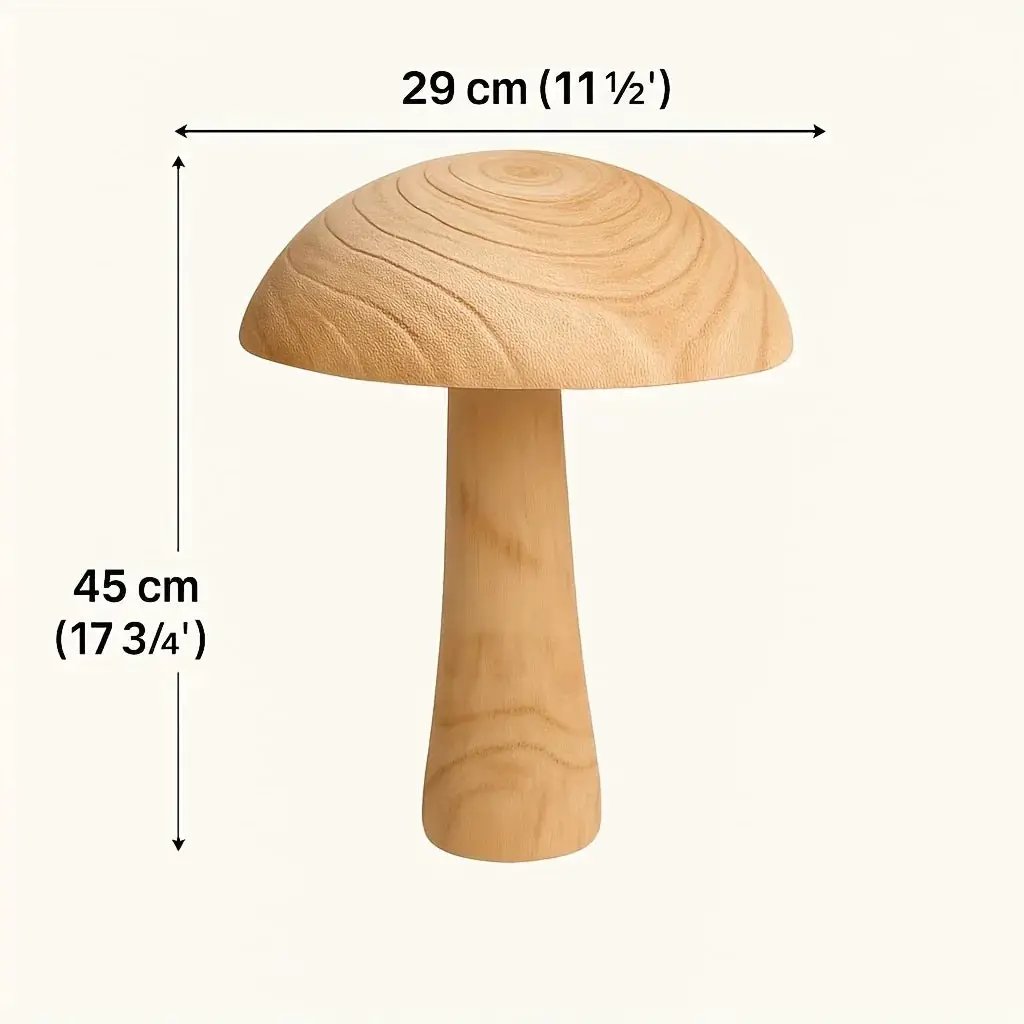 Natural Wooden Mushroom Sculpture for Rustic & Scandinavian Home Decor by House Of Avana