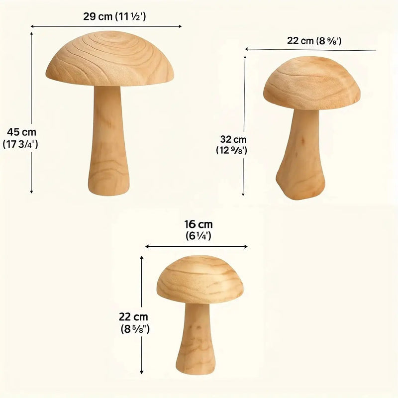 Natural Wooden Mushroom Sculpture for Rustic & Scandinavian Home Decor by House Of Avana