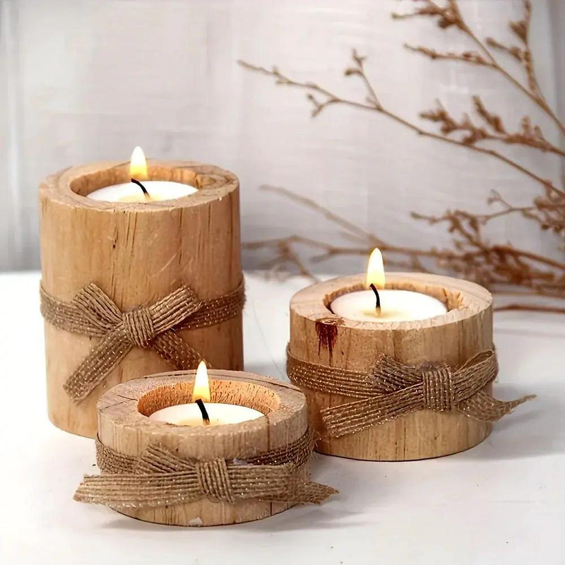 Rustic Wooden Candle Holders and Planters for Home Decor by House Of Avana