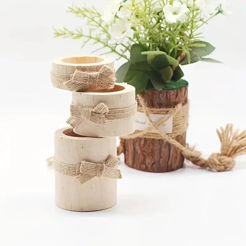 Rustic Wooden Candle Holders and Planters for Home Decor by House Of Avana