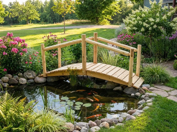 Rustic Wooden Garden Bridge