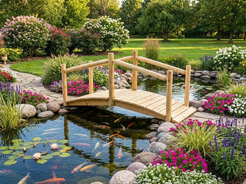 Rustic Wooden Garden Bridge by Cedar Creek Rustic Furniture