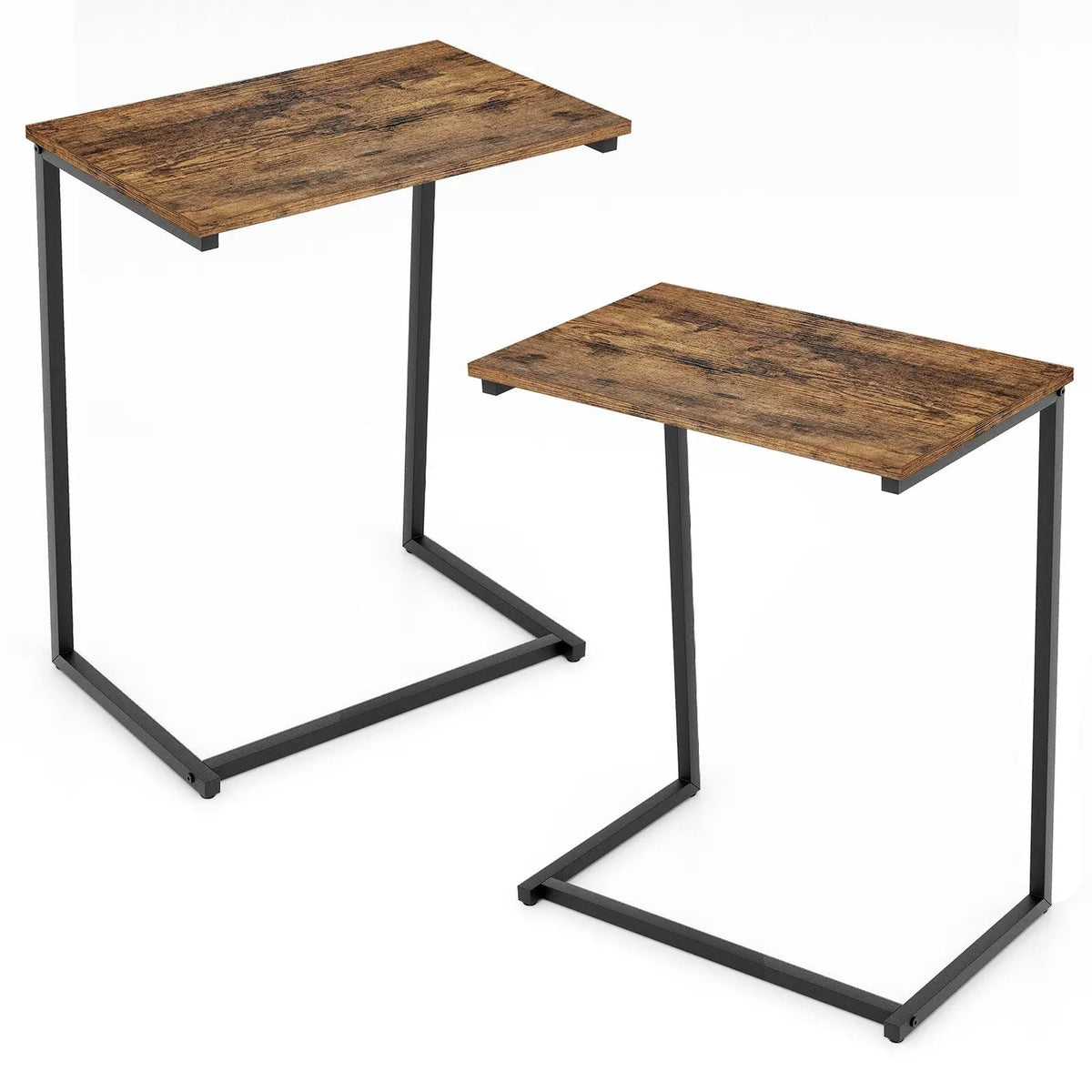 C-shaped Industrial End Table with Metal Frame, photo 4 of 9