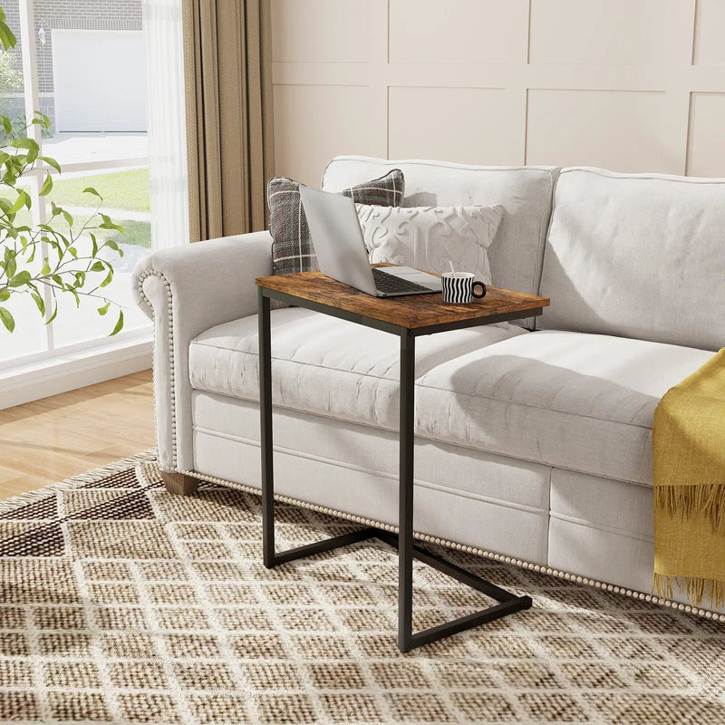 C-shaped Industrial End Table with Metal Frame by DirectDeals