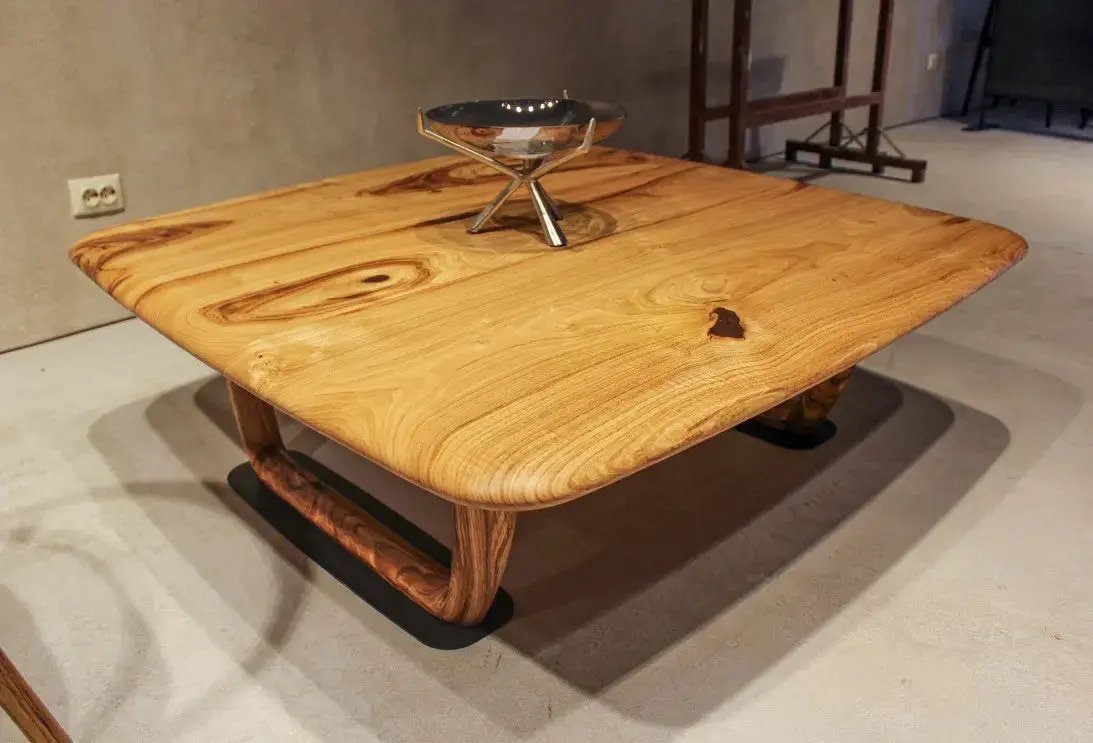 Rustic Solid Chestnut Wood Coffee Table with chestnut legs by Gizz