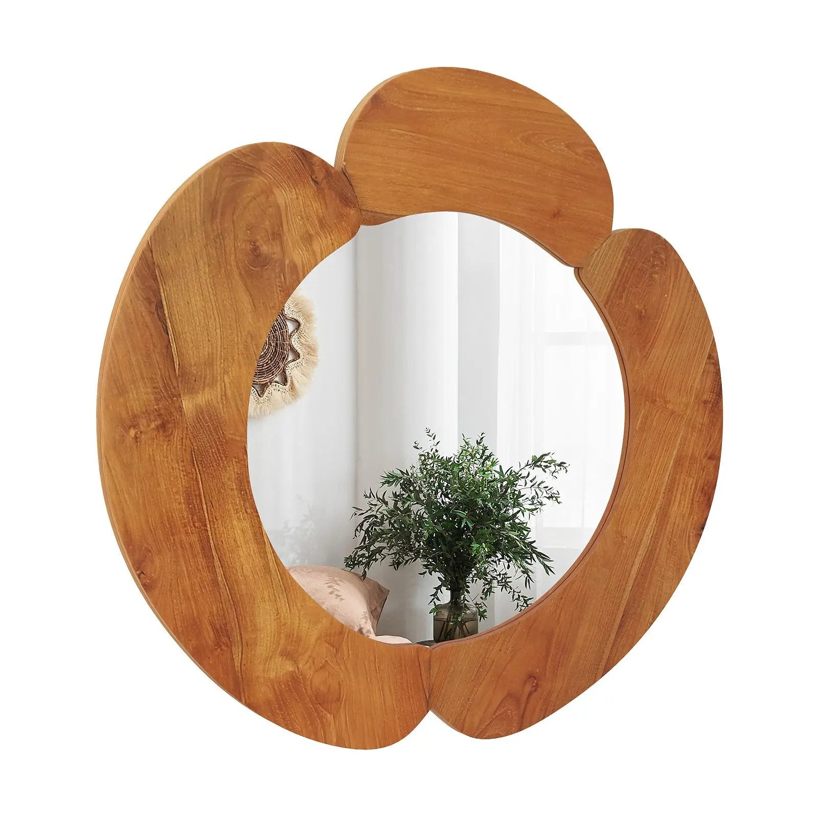 29 Inch Rustic Hanging Vanity Mirror with Teak Wood Frame by DirectDeals
