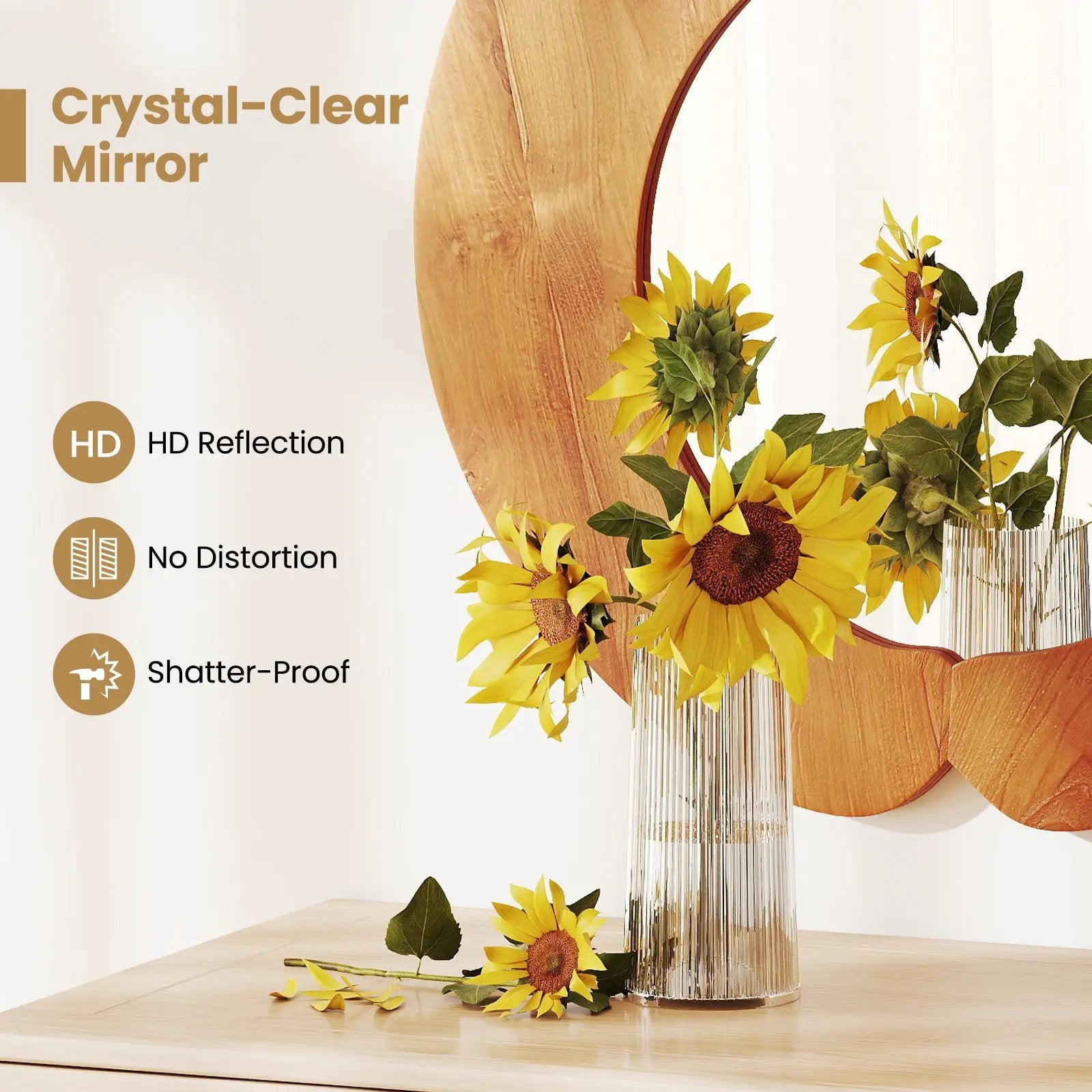29 Inch Rustic Hanging Vanity Mirror with Teak Wood Frame by DirectDeals