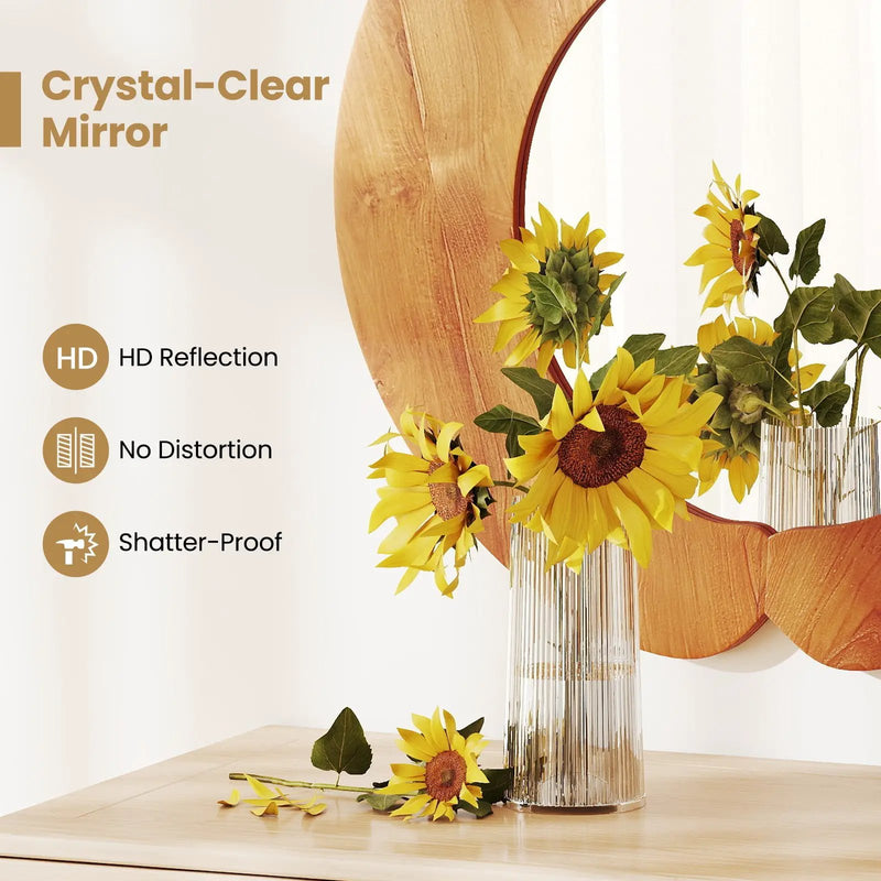 29 Inch Rustic Hanging Vanity Mirror with Teak Wood Frame by DirectDeals