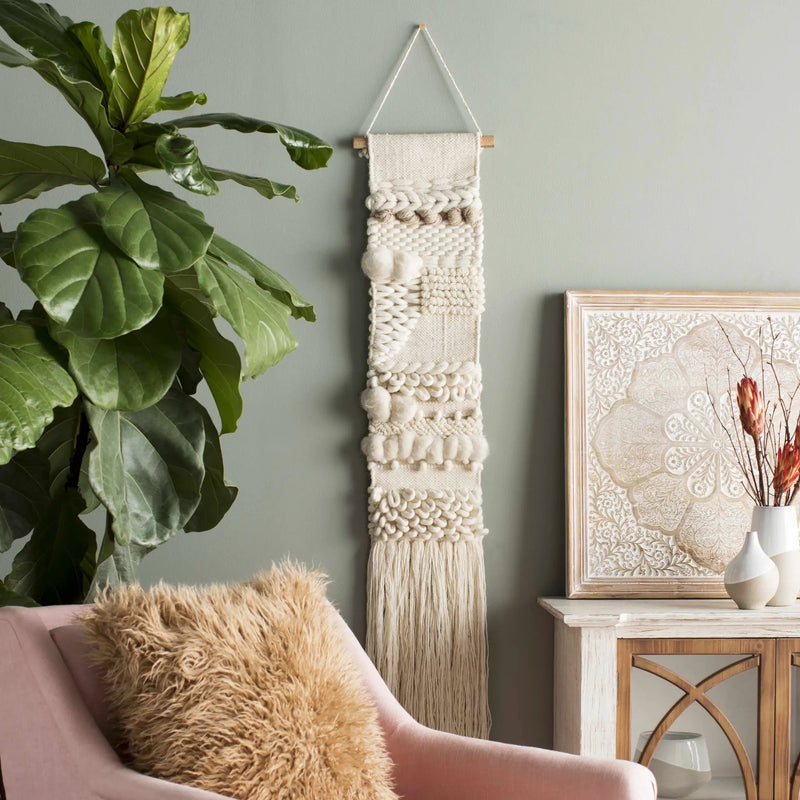 Riverwatch Ivory Woven Patterned Wall Hanging by Boutique Rugs