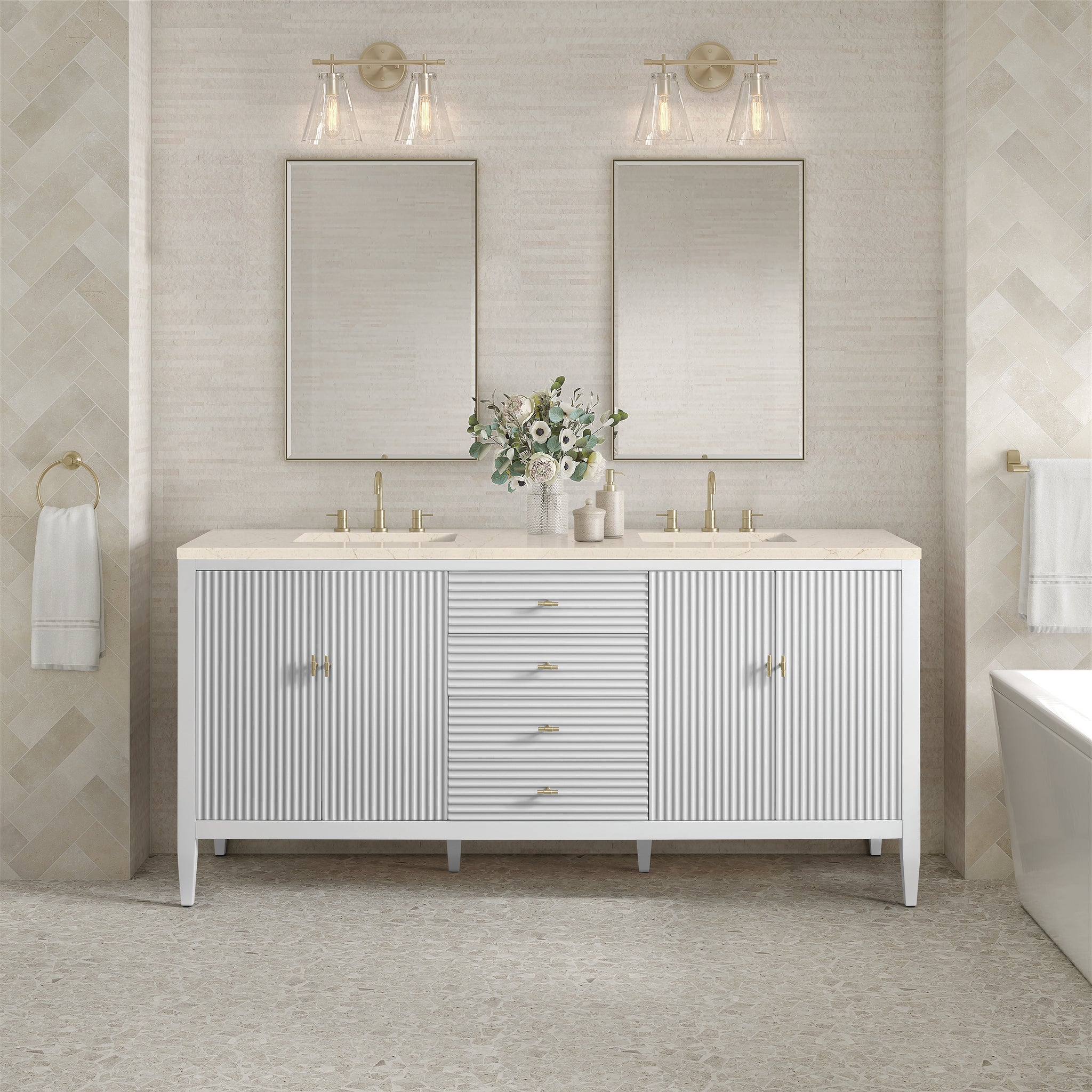 James Martin Myrrin 72" Double Bathroom Vanity, Bright White, view 20