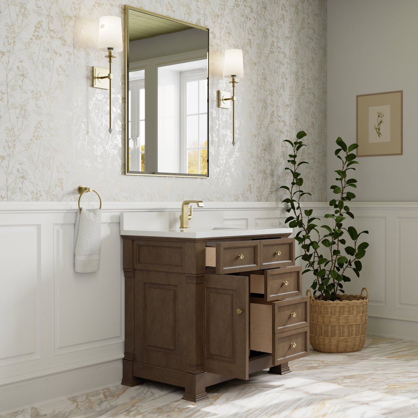 James Martin Brookfield 36" Single Bathroom Vanity, Pecan, view 38