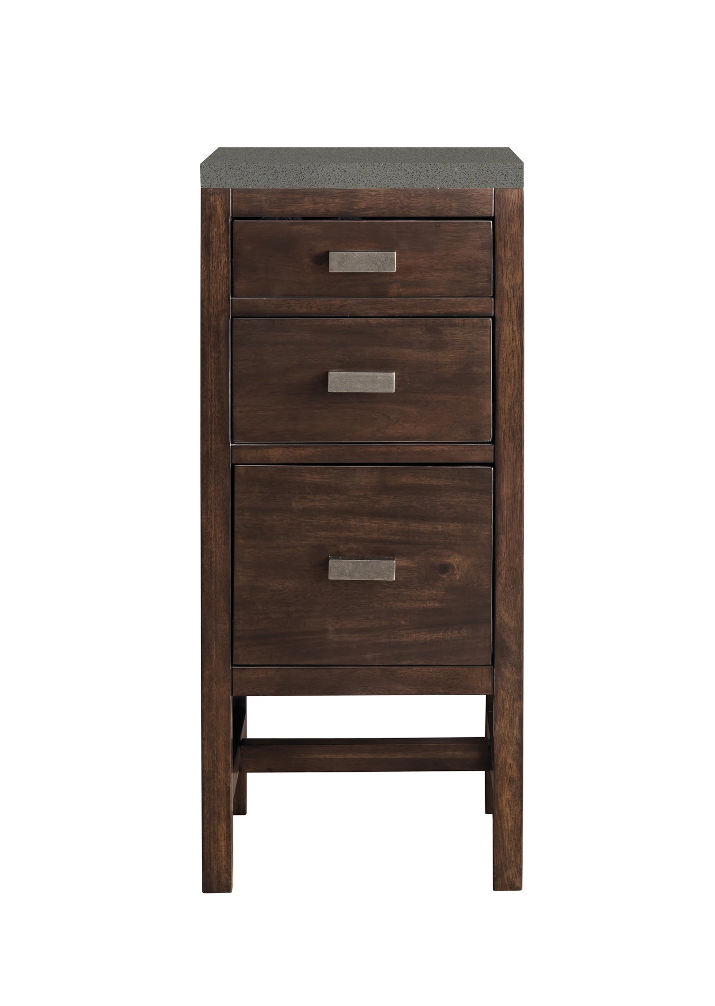 James Martin Addison 15" Base Cabinet, Mid-Century Acacia with Grey Expo countertop