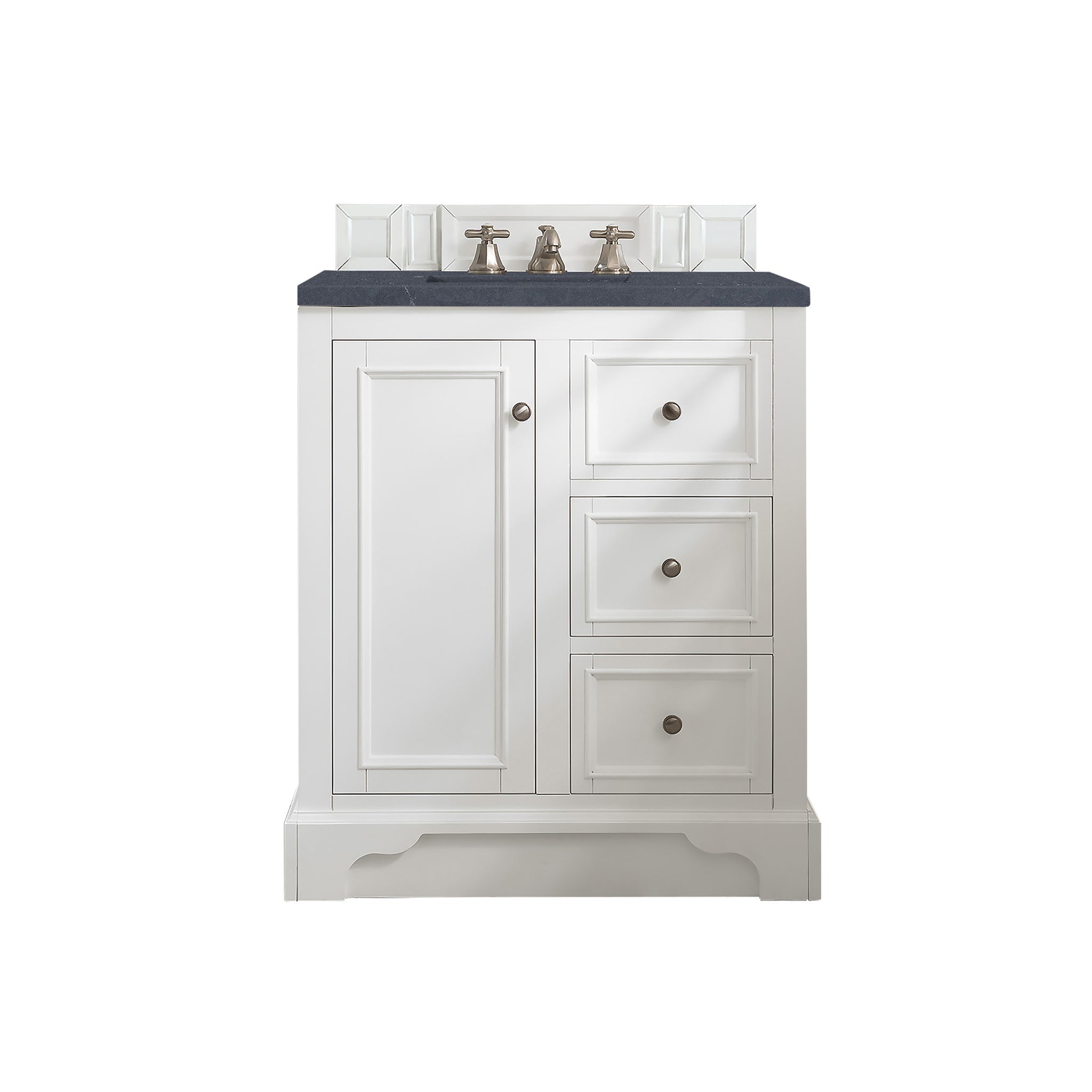 James Martin De Soto 30" Single Bathroom Vanity, Bright White with Charcoal Soapstone countertop