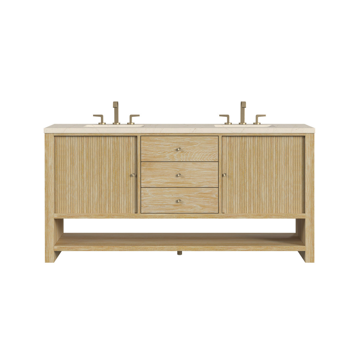 James Martin Marigot 72" Double Bathroom Vanity, Sunwashed Oak with Eternal Marfil countertop