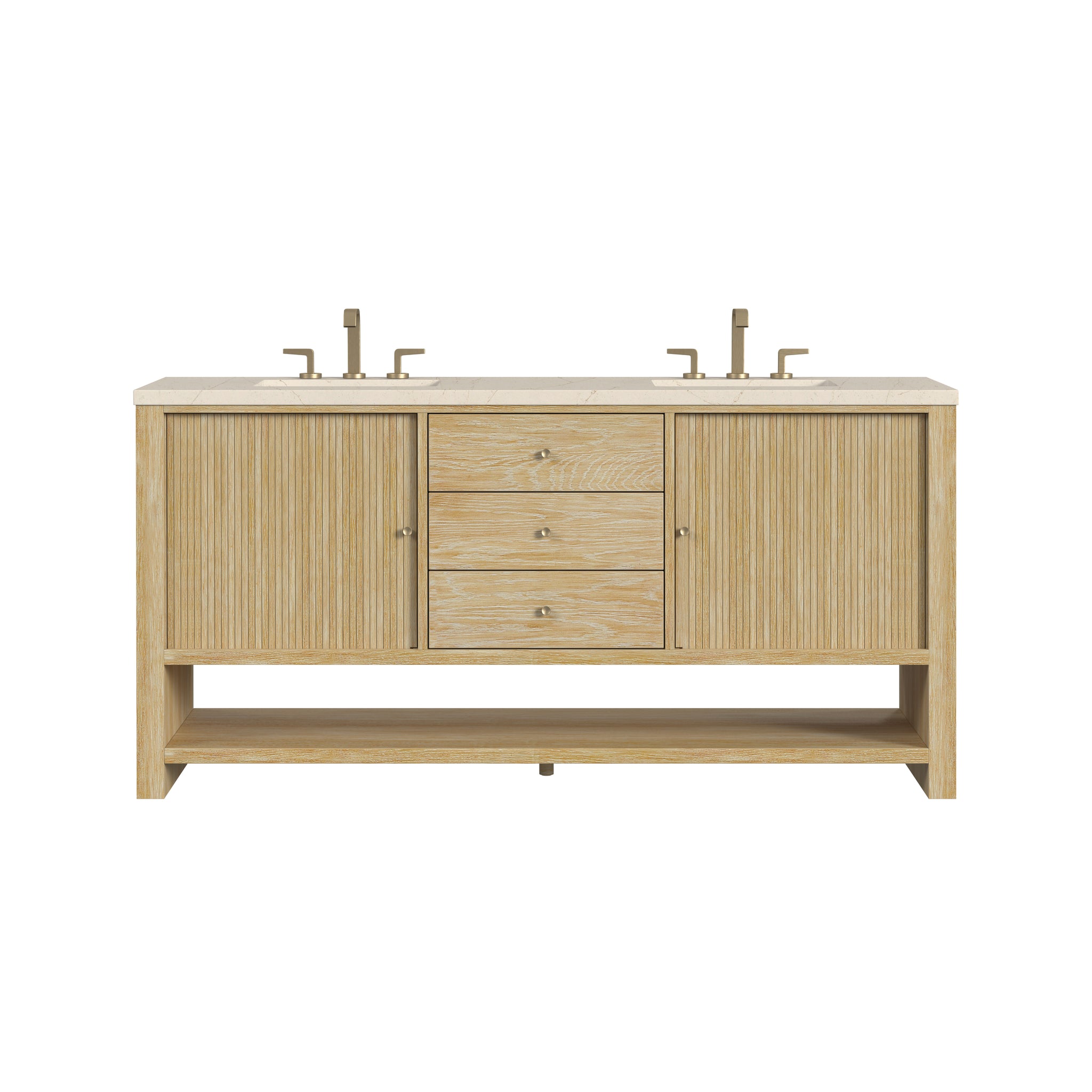 James Martin Marigot 72" Double Bathroom Vanity, Sunwashed Oak with Eternal Marfil countertop
