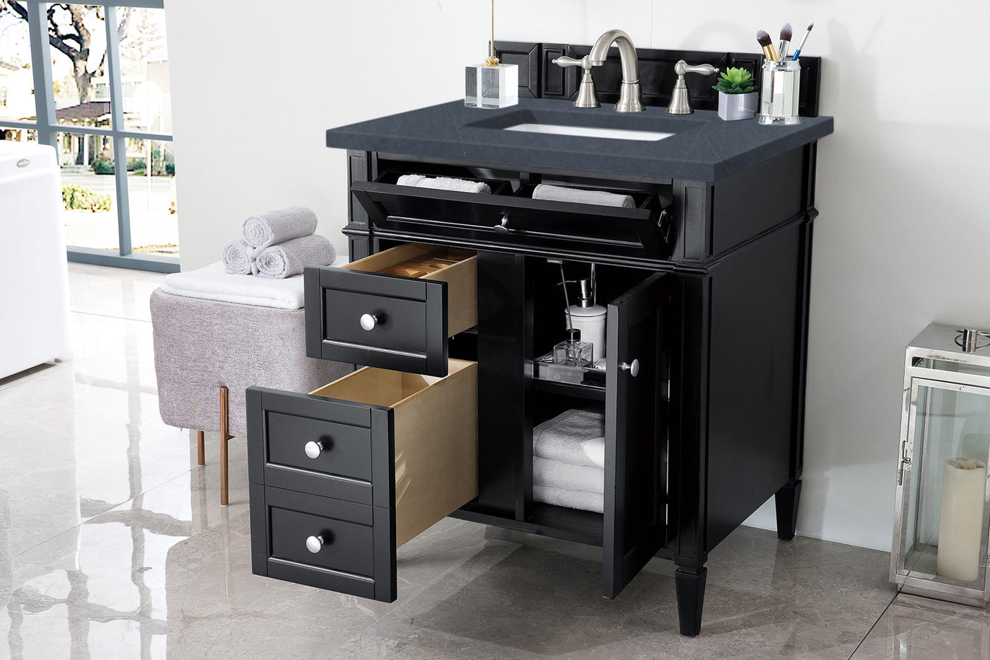 James Martin Brittany 30" Single Bathroom Vanity, Black Onyx, view 30