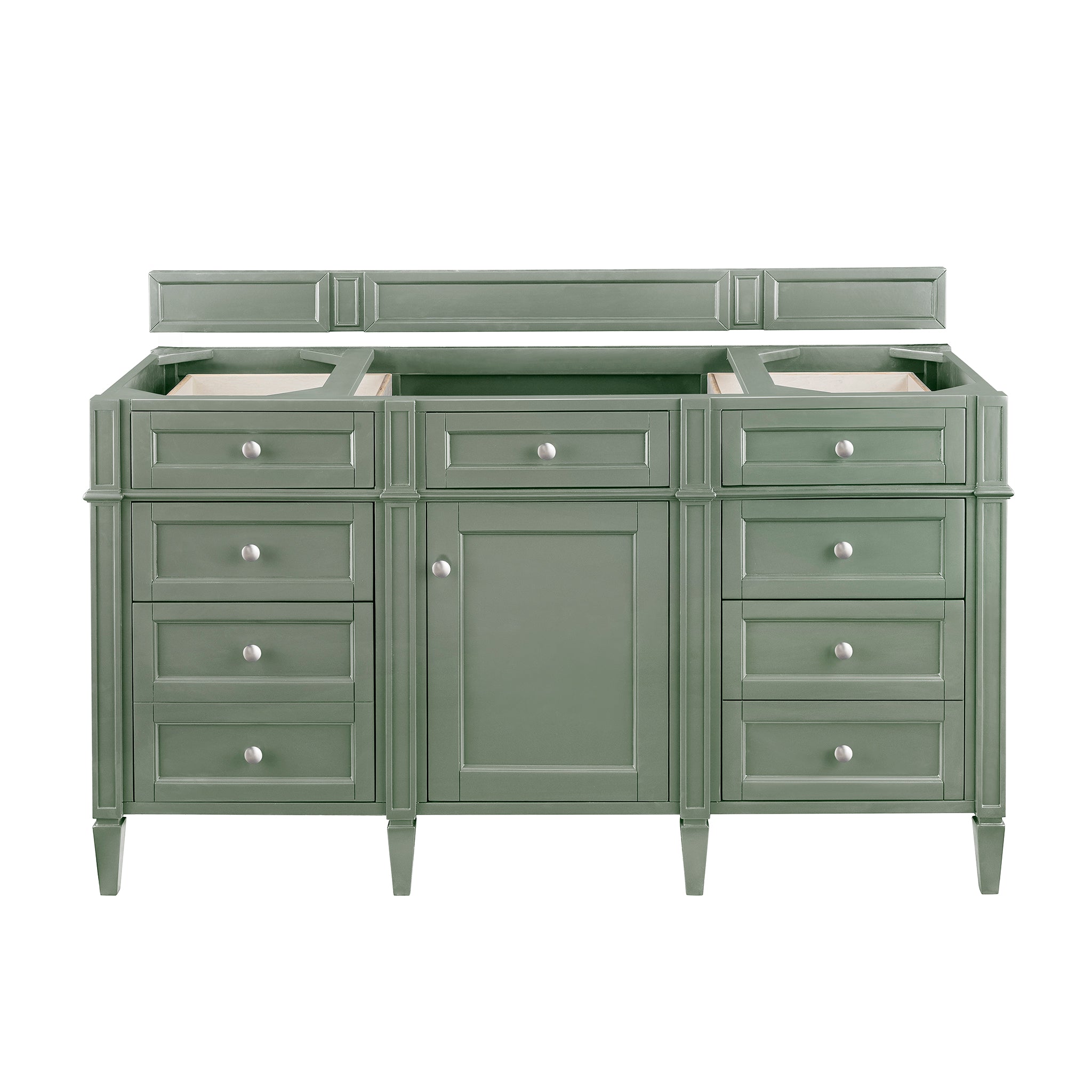 James Martin Brittany 60" Single Bathroom Vanity, Smokey Celadon, cabinet without a countertop