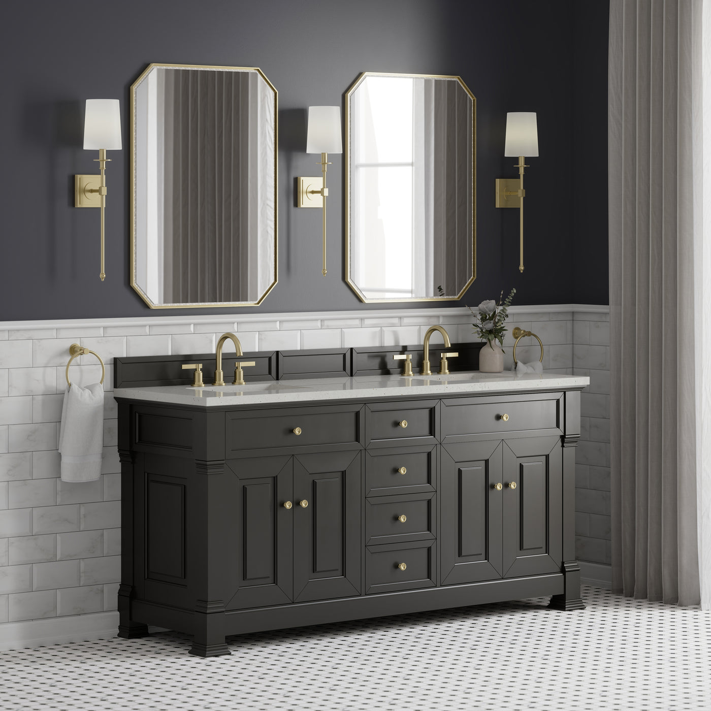 James Martin Brookfield 72" Double Bathroom Vanity, Black Onyx, view 23