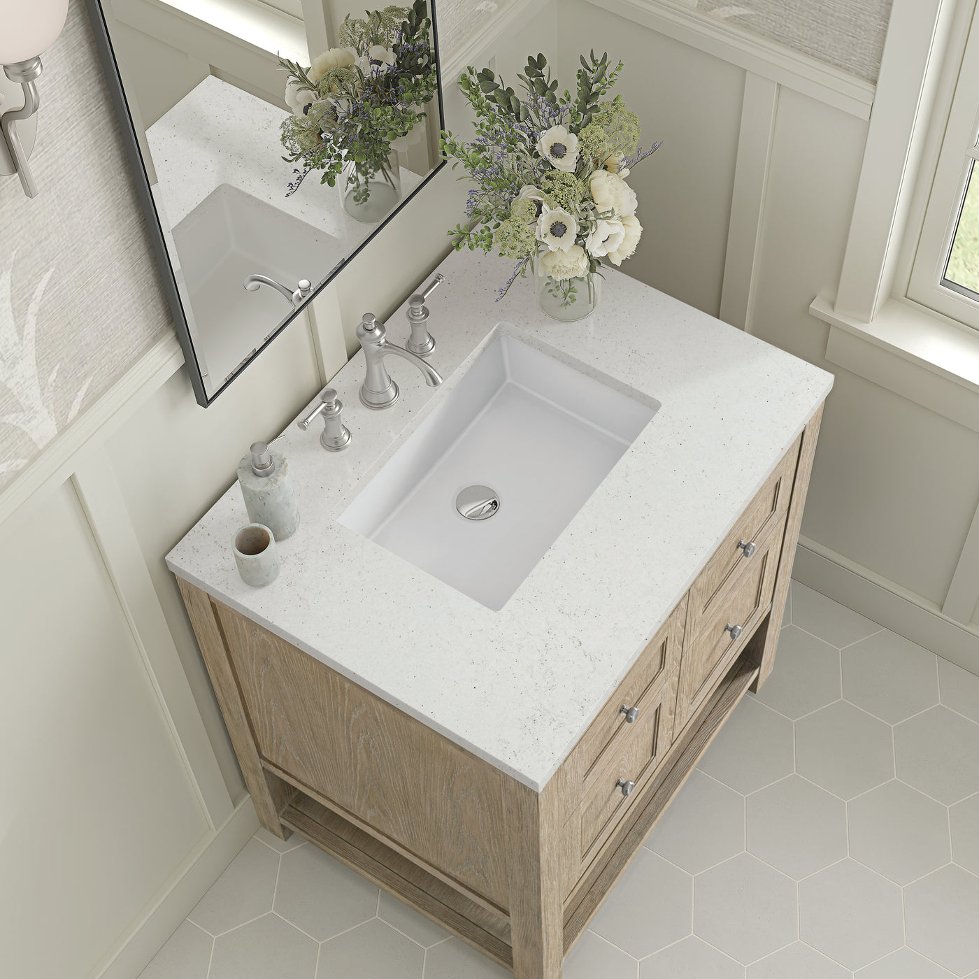 James Martin Breckenridge 30" Single Bathroom Vanity, Whitewashed Oak, view 23