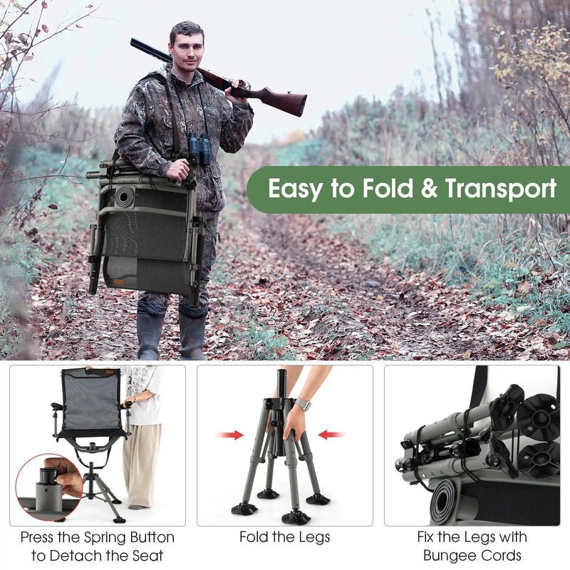 360 Degree Silent Swivel Hunting Chair-Black by DirectDeals