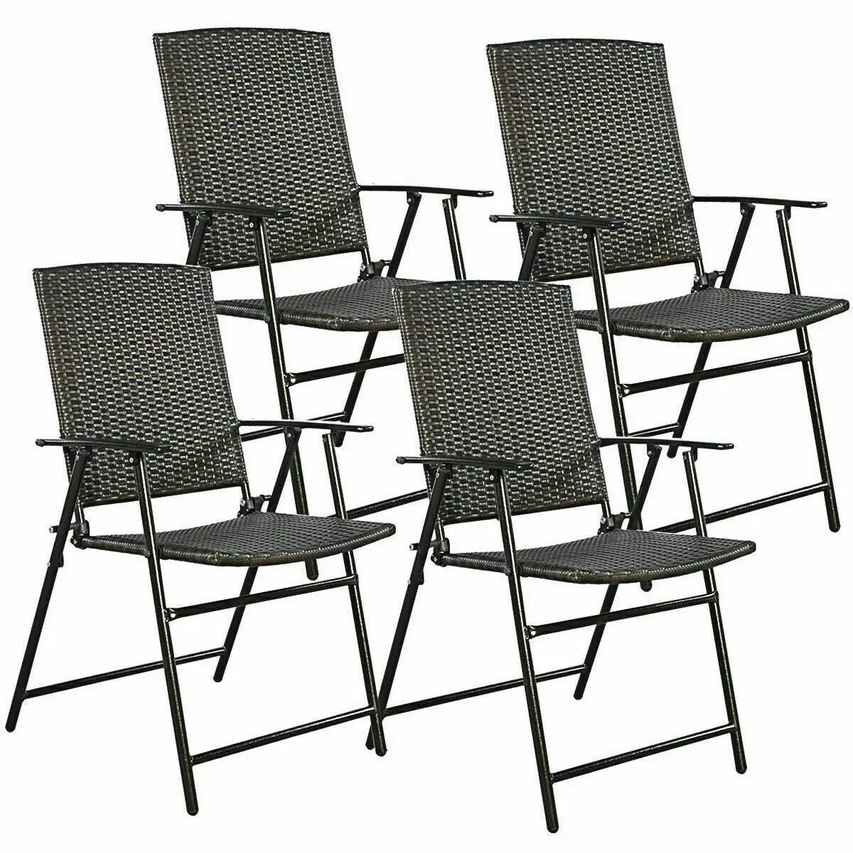 Set of 4 Rattan Folding Chairs by DirectDeals